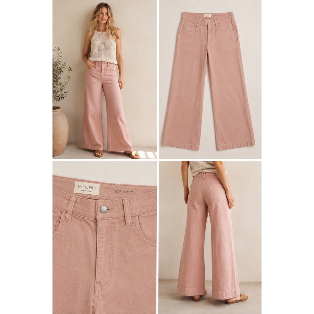 Pilcro and the Letterpress Wide-Leg Pants in Dusty Rose